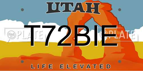 T72BIE Utah License Plate