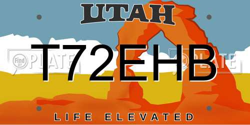 T72EHB Utah License Plate