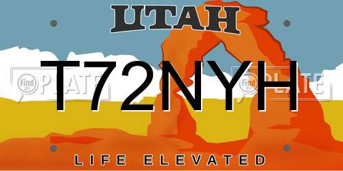 T72NYH Utah License Plate
