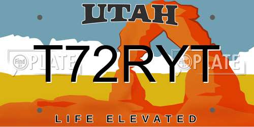 T72RYT Utah License Plate