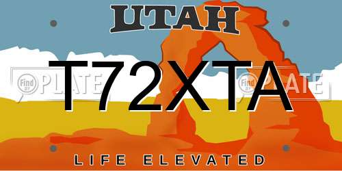 T72XTA Utah License Plate