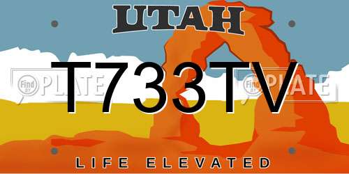 T733TV Utah License Plate