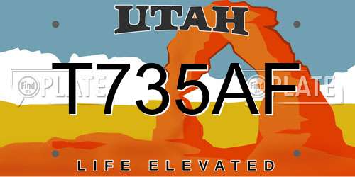 T735AF Utah License Plate