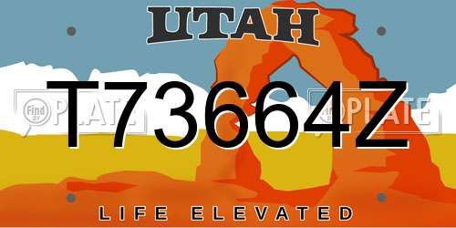 T73664Z Utah License Plate