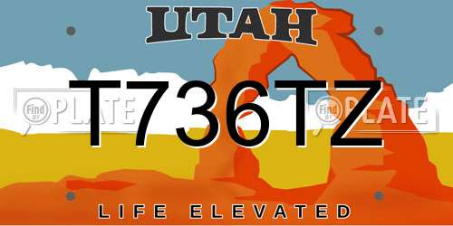 T736TZ Utah License Plate