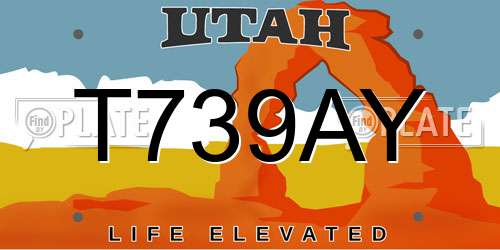T739AY Utah License Plate