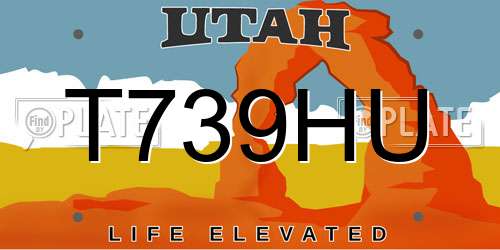 T739HU Utah License Plate