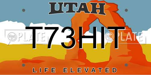 T73HIT Utah License Plate