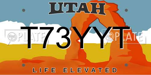 T73YYT Utah License Plate