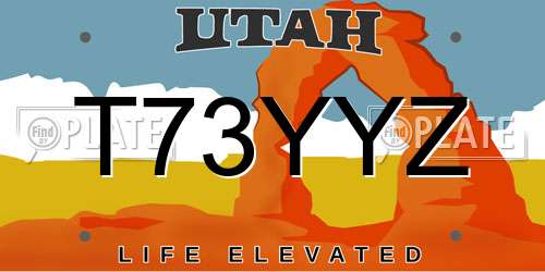 T73YYZ Utah License Plate
