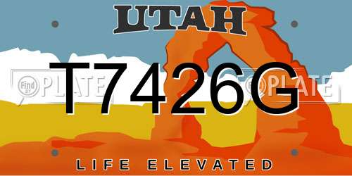 T7426G Utah License Plate