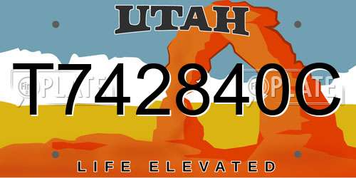 T742840C Utah License Plate
