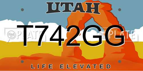 T742GG Utah License Plate