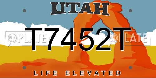 T7452T Utah License Plate
