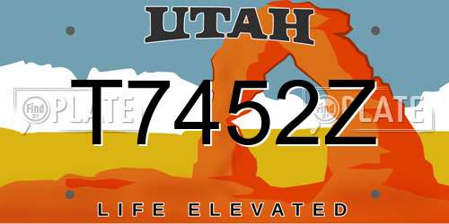 T7452Z Utah License Plate