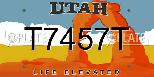T7457T Utah License Plate