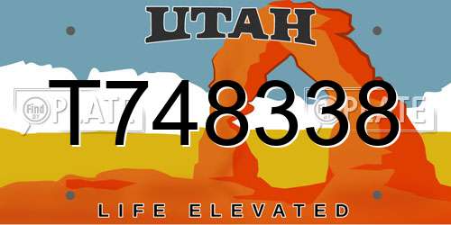 T748338 Utah License Plate