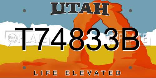T74833B Utah License Plate