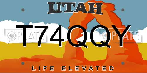T74QQY Utah License Plate