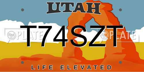 T74SZT Utah License Plate