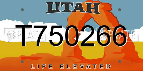 T750266 Utah License Plate