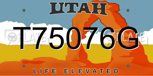 T75076G Utah License Plate