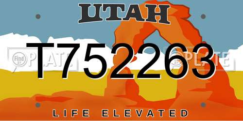 T752263 Utah License Plate