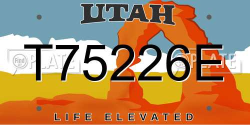 T75226E Utah License Plate