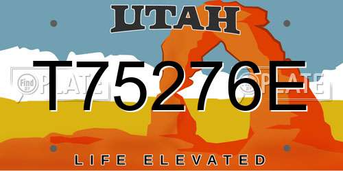 T75276E Utah License Plate
