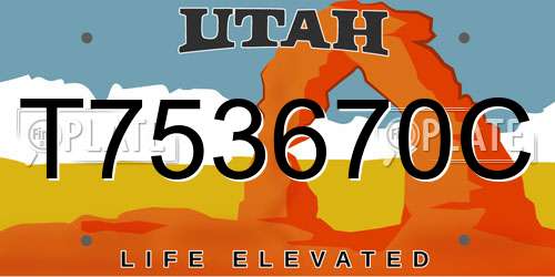 T753670C Utah License Plate