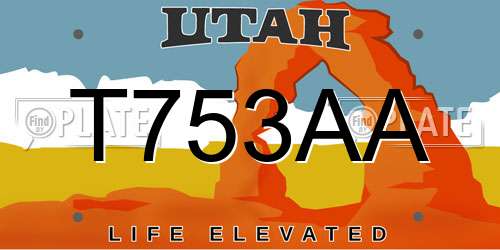 T753AA Utah License Plate
