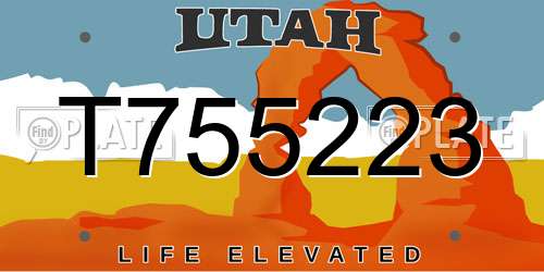 T755223 Utah License Plate