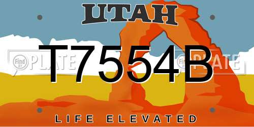 T7554B Utah License Plate