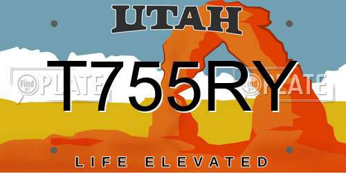 T755RY Utah License Plate