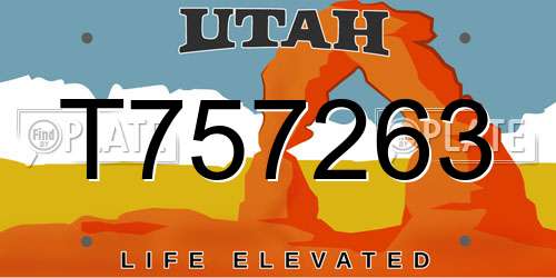 T757263 Utah License Plate