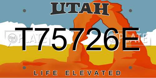 T75726E Utah License Plate