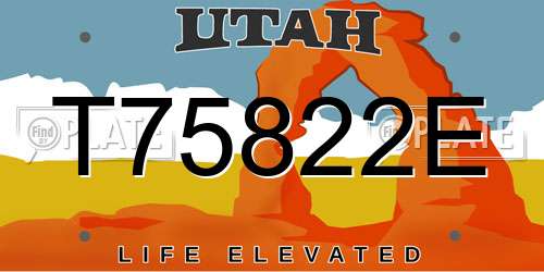T75822E Utah License Plate