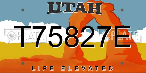 T75827E Utah License Plate