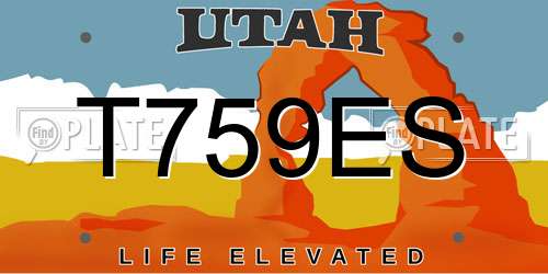 T759ES Utah License Plate