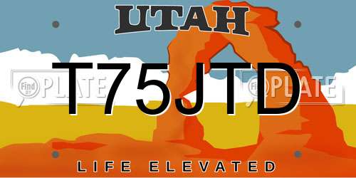 T75JTD Utah License Plate
