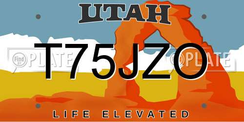 T75JZO Utah License Plate