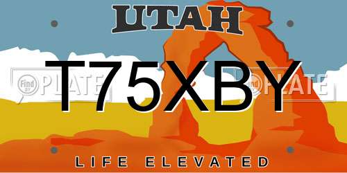 T75XBY Utah License Plate