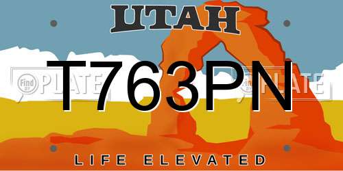 T763PN Utah License Plate