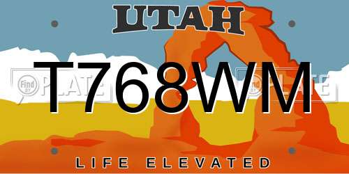 T768WM Utah License Plate