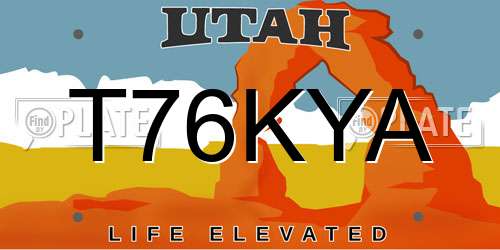 T76KYA Utah License Plate