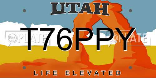T76PPY Utah License Plate