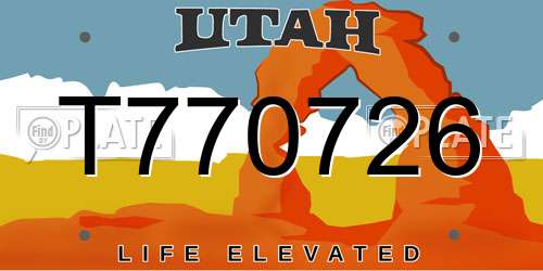 T770726 Utah License Plate