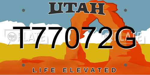 T77072G Utah License Plate