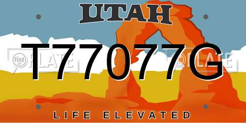 T77077G Utah License Plate