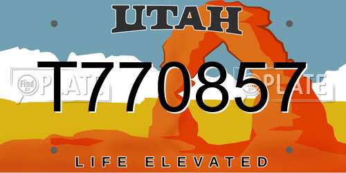 T770857 Utah License Plate
